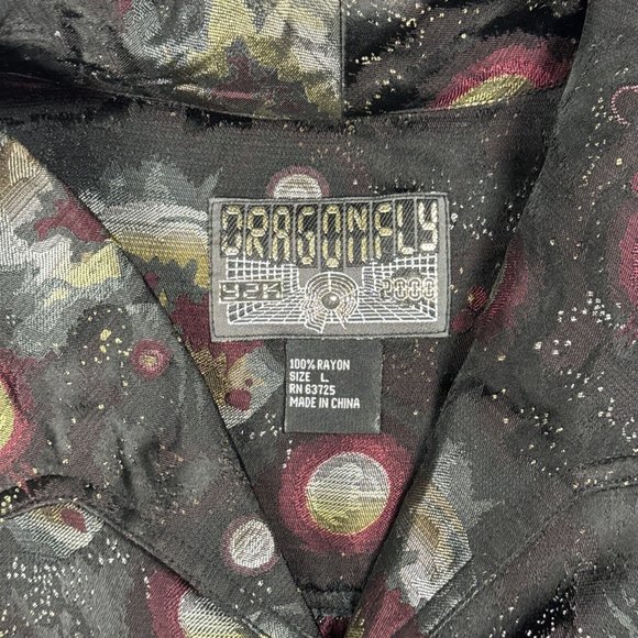 Vintage Dragonfly Shirt Y2K Men Large Rayon 2000 Planets Short Sleeve NASA Space - Picture 12 of 15
